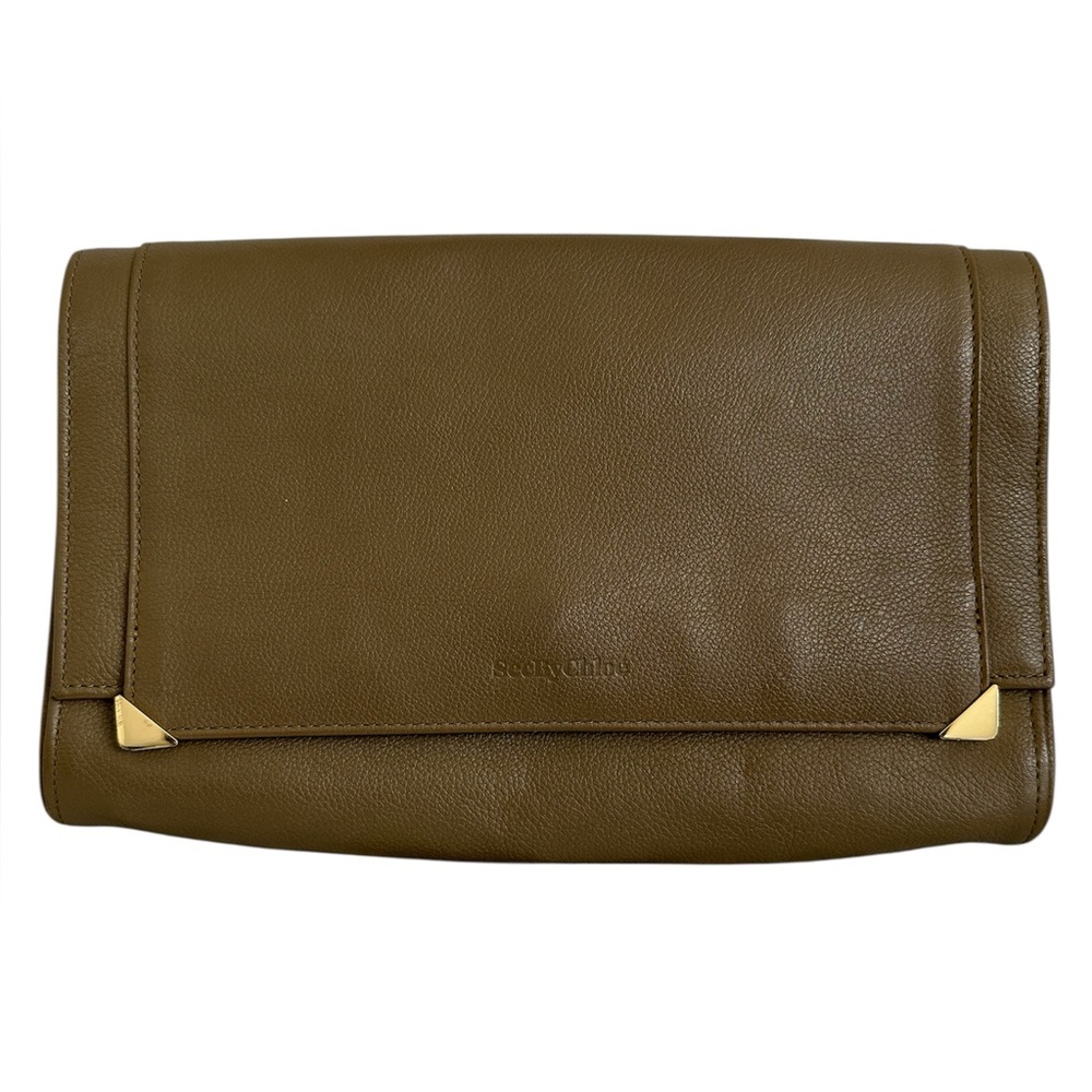 See By Chloe clutch khaki brown leather VGUC